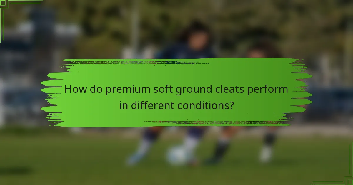 How do premium soft ground cleats perform in different conditions?