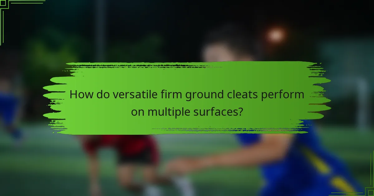 How do versatile firm ground cleats perform on multiple surfaces?