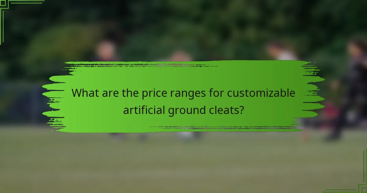 What are the price ranges for customizable artificial ground cleats?