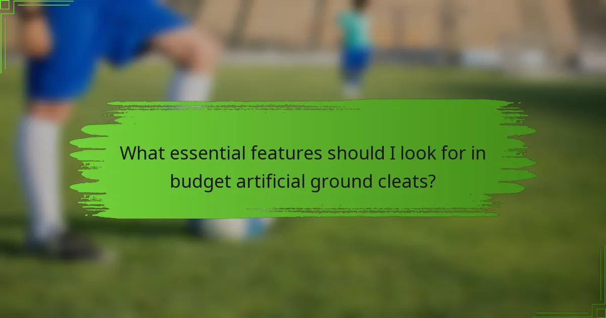 What essential features should I look for in budget artificial ground cleats?