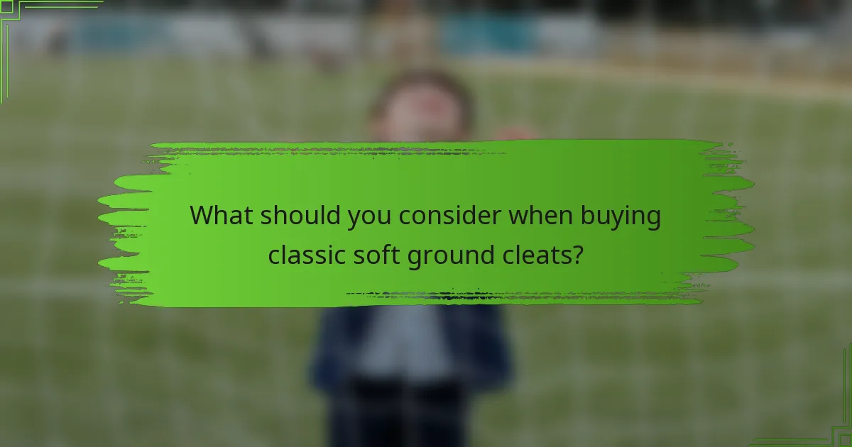 What should you consider when buying classic soft ground cleats?