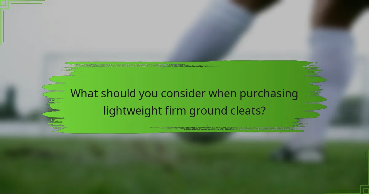 What should you consider when purchasing lightweight firm ground cleats?